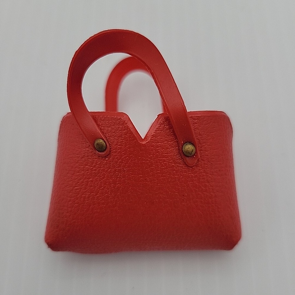 Vintage 1960s Judy Littlechap Remco Red Purse Gold Buttons Doll Handbag Japan
